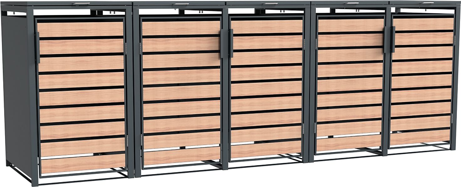 Westmann Mülltonnenbox Lacina 5 x 240 l Anthrazit/Holzoptik 80 x 332 x 116 günstig online kaufen