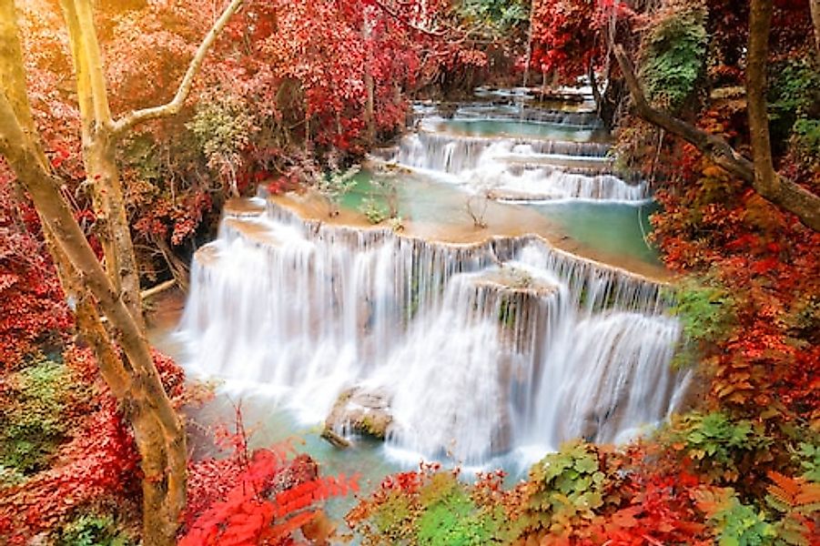 Papermoon Fototapete »Huay Mae Kamin Autumn Waterfall« glatt günstig online kaufen