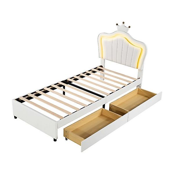 Gotagee Kinderbett Polsterbett 90x200cm Einzelbettgestell mit Schubladen PU günstig online kaufen