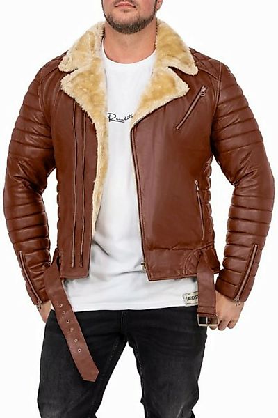 Reichstadt Lederjacke Herren Bikerjacke RS008LUX - Cognac - Silver Zipper L günstig online kaufen