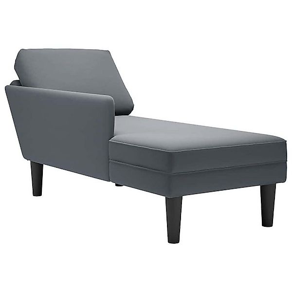 vidaXL Chaiselongue, Chaiselongue mit Kissen und Rechter Armlehne Dunkelgra günstig online kaufen