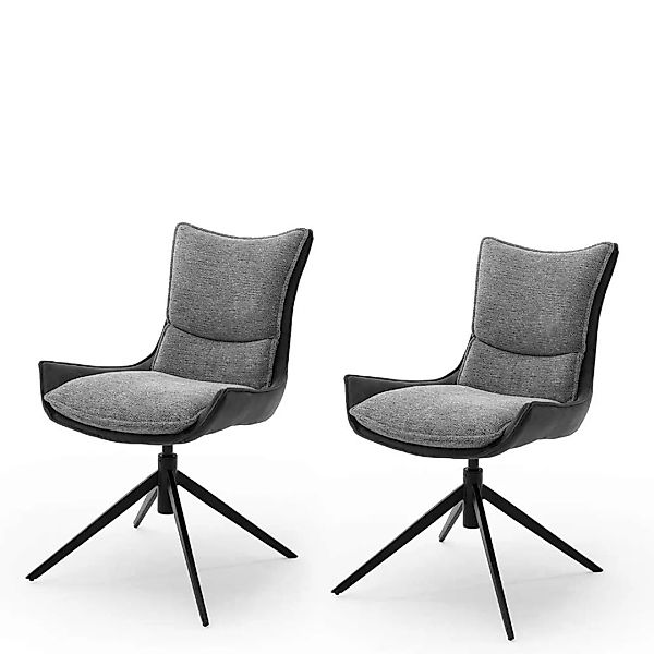 Esstisch Stühle in Anthrazit und Schwarz drehbar (2er Set) günstig online kaufen