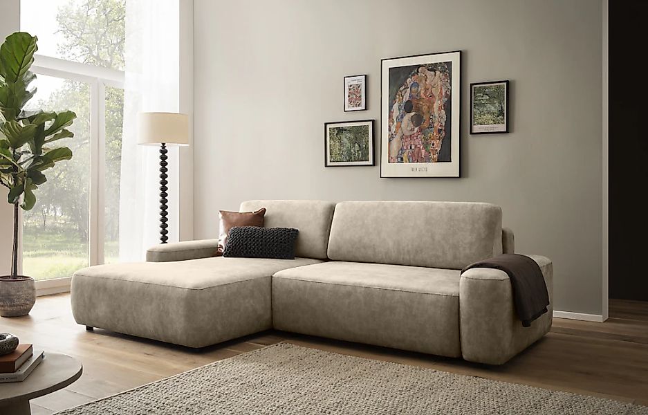 INOSIGN Ecksofa "TORGE (264cm), Schlafsofa in Cord, Samtvelours o Struktur günstig online kaufen