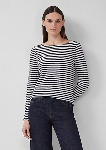 s.Oliver Langarmshirt T-Shirt Gestreiftes Langarmshirt aus Flammgarn mit U- günstig online kaufen