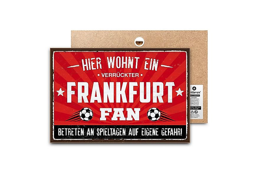 ARTFAVES Holzbild Schild mit Spruch - Hier wohnt ein verrückter FRANKFURT F günstig online kaufen