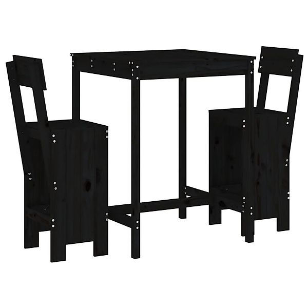 vidaXL 3-tlg Gartenbar-Set Schwarz Massivholz Kiefer Modell 3 günstig online kaufen