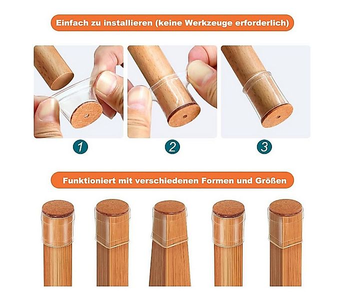 Coonoor Stuhlsocke 32 Stück Stuhlbein-Kappen, Silikon Schutzkappen mit Filz günstig online kaufen