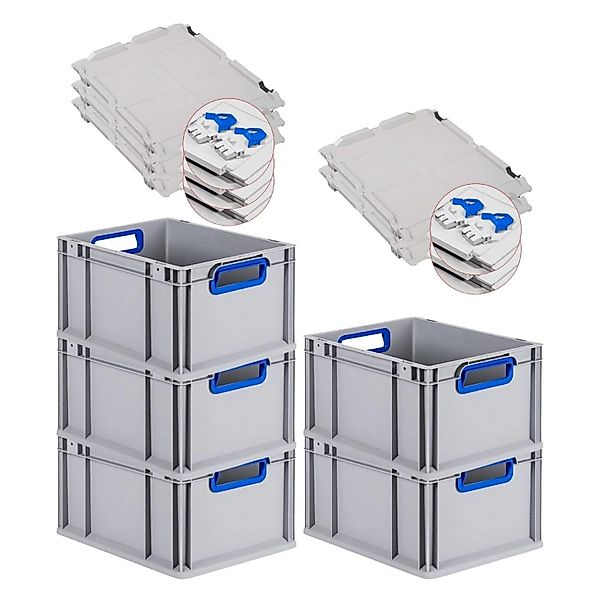 PROREGAL Spar Set 5x Eurobox Nextgen Color Mit Scharnierdeckel & Schiebesch günstig online kaufen