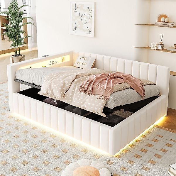 STILVORA Schlafsofa mit bettkasten,Polsterbett 140x200 mit Stauraum,Tagesbe günstig online kaufen