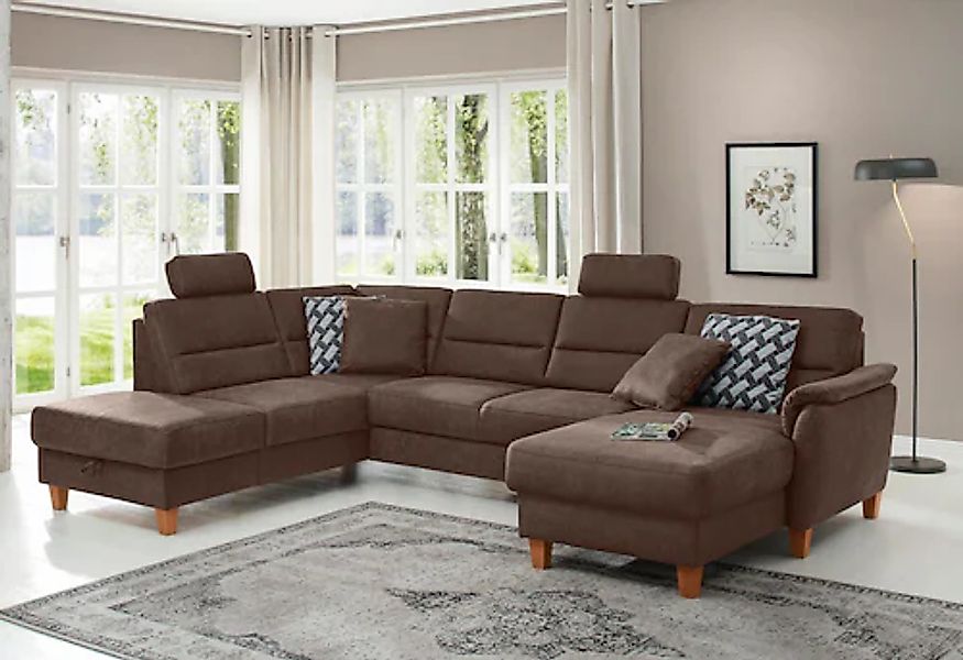 Home affaire Wohnlandschaft »Palmera U-Form, B: 308 cm« optional Bettfunkti günstig online kaufen