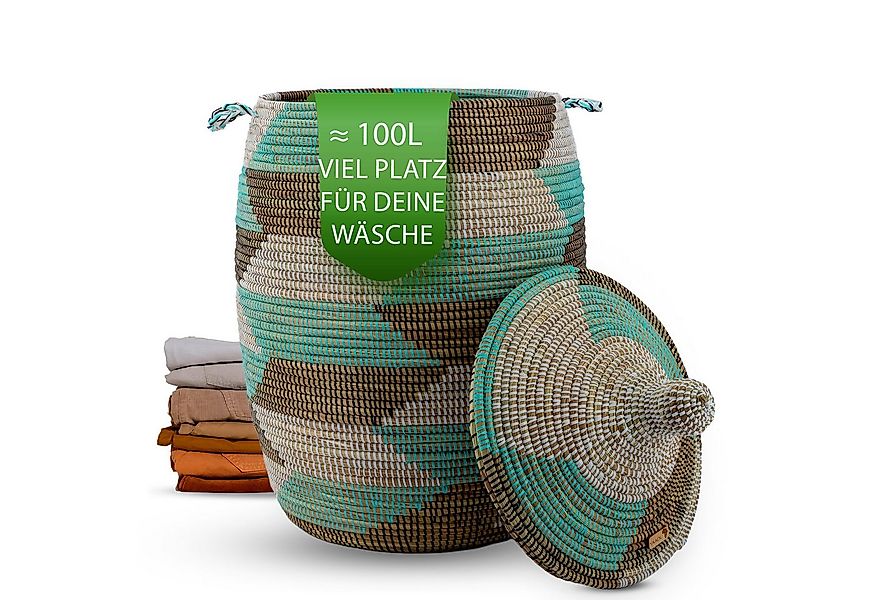 YAADU Wäschekorb mit Deckel 100L – Wäschesammler, Afrikanischer Wäschekorb, günstig online kaufen