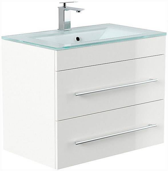 Magnolia Home Waschtisch Badmöbel Vitro 750 mit Glaswaschbecken SoftClose w günstig online kaufen