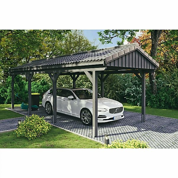 Skan Holz Carport Fichtelberg 317 cm x 808 cm Dachlattung Schiefergrau günstig online kaufen