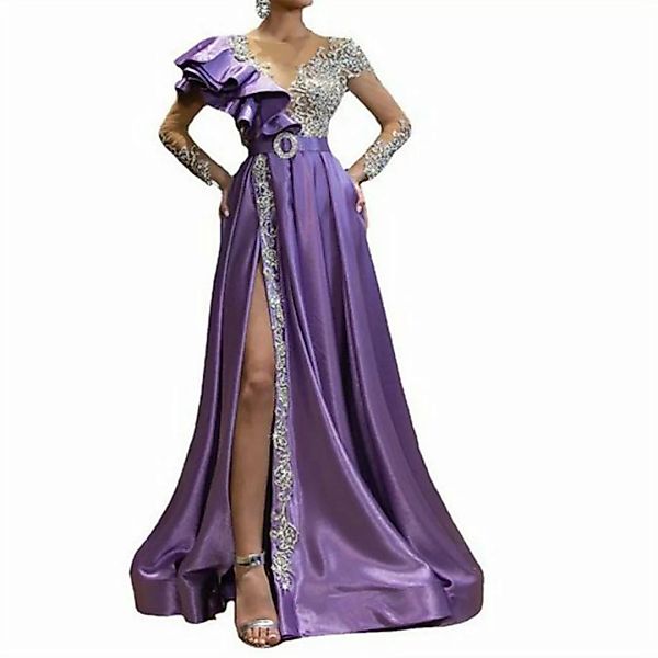 ZWY Sommerrock Abendkleid Feminines, lilafarbenes Paillettenkleid mit Schli günstig online kaufen