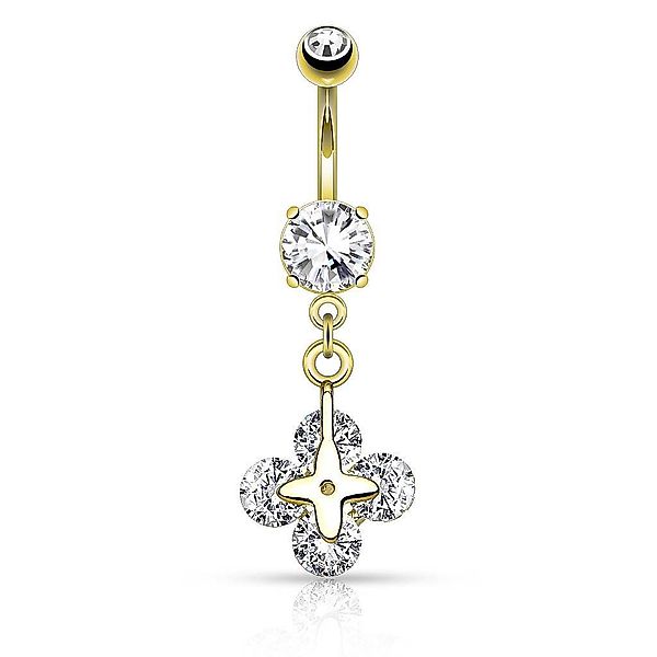 Taffstyle Bauchnabelpiercing Piercing Chirurgenstahl Kristall Kleeblatt, günstig online kaufen