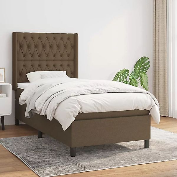 Vidaxl Boxspringbett Mit Matratze Dunkelbraun 100x200 Cm Stoff günstig online kaufen