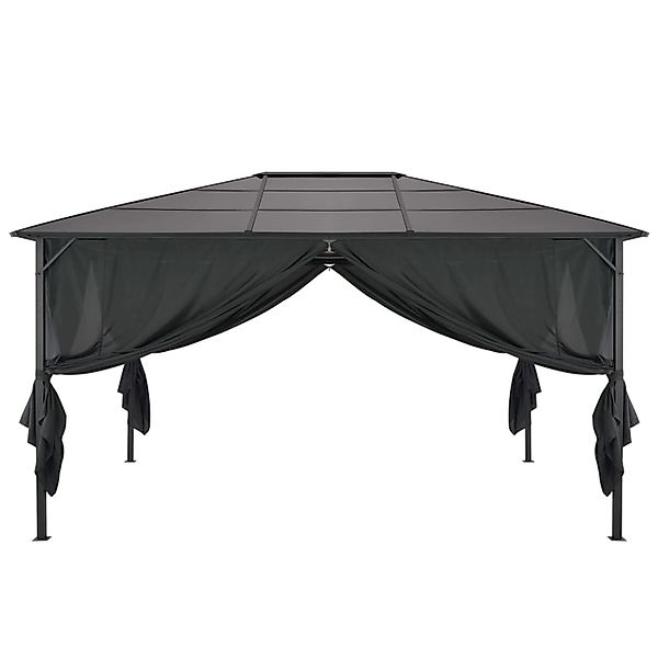 vidaXL Gartenpavillon mit Vorhang Aluminium 4x3x2,6 m  Schwarz günstig online kaufen