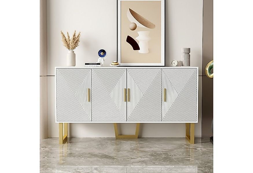 REDOM Sideboard 150 cm Hochglanz Kommode mit 4 Türen (Wohnzimmerschrank, 1 günstig online kaufen
