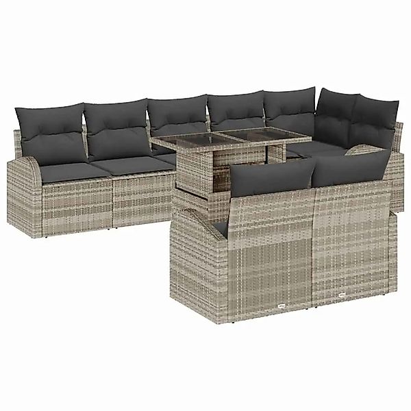 vidaXL Sofa Set mit Kissen 9-Tlg Hellgrau Poly-Rattan 3348668 günstig online kaufen