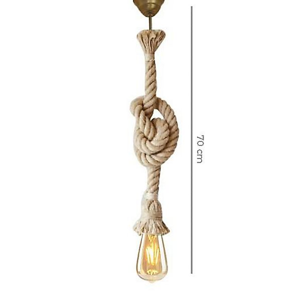 Hängelampe AYD, beige, Seil, Höhe 70 cm, E27, handgefertigt günstig online kaufen