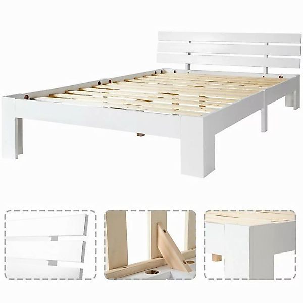 Fine Life Pro Massivholzbett Holzbett-01 (Holzbett Doppelbett mit Kopfteil günstig online kaufen