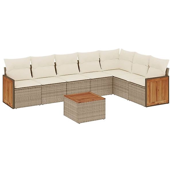 vidaXL 8-Tlg Garten-Sofagarnitur mit Kissen Beige Poly Rattan 3260119 günstig online kaufen