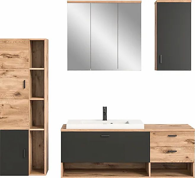 welltime Badmöbel-Set »Dolo, 4 teilig, inklusive Mineralguss-Waschbecken, b günstig online kaufen