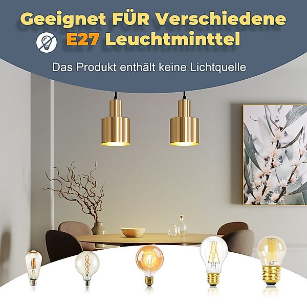 ZMH Pendelleuchte Esszimmer 1 Flammig Gold günstig online kaufen