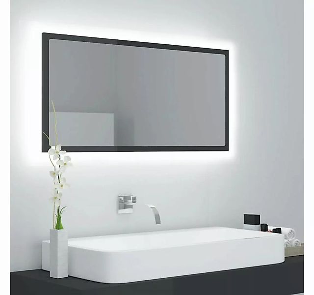 vidaXL Badezimmerspiegelschrank LED-Badspiegel Hochglanz-Grau 90x8,5x37 cm günstig online kaufen