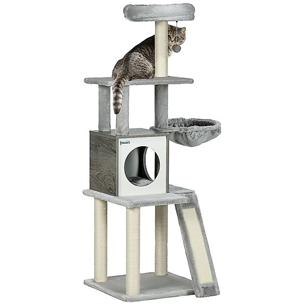 PawHut Kratzbaum 1415 cm Katzenbaum mit Katzenhöhle Spielball Hängebett 2 P günstig online kaufen