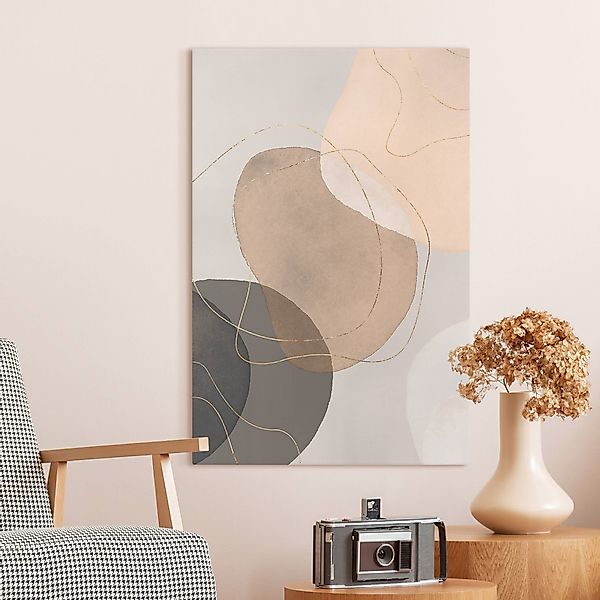 Leinwandbild Verspielte Impressionen in Beige günstig online kaufen