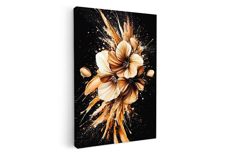 OneMillionCanvasses® Leinwandbild Blumen - Gold - Graffiti - Schwarz - Abst günstig online kaufen