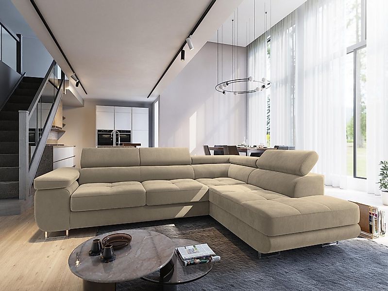 Masseno Ecksofa SELVA mit Schlaffunktion L-Form, Sofa mit Bettkasten günstig online kaufen