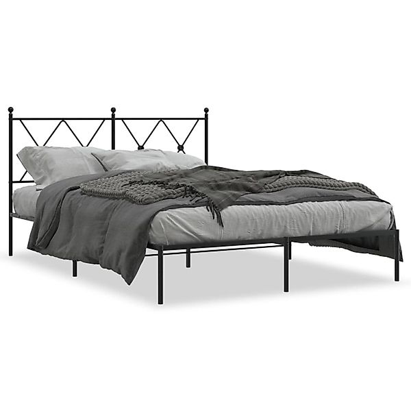 vidaXL Bettgestell mit Kopfteil Metall Schwarz 135x190 cm 376501 günstig online kaufen