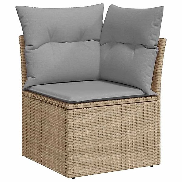 vidaXL Gartensofa-Set mit Kissen mit Speicher 9 Stk Beige Poly Rattan 33646 günstig online kaufen