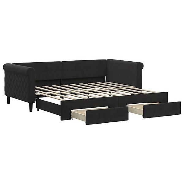 vidaXL Bett, Tagesbett Ausziehbar mit Schubladen Schwarz 90x190 cm Samt günstig online kaufen