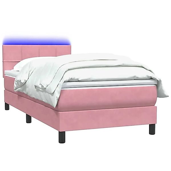 vidaXL Boxspringbett mit Matratze & LED Rosa 80x220 cm Samt 3316910 günstig online kaufen