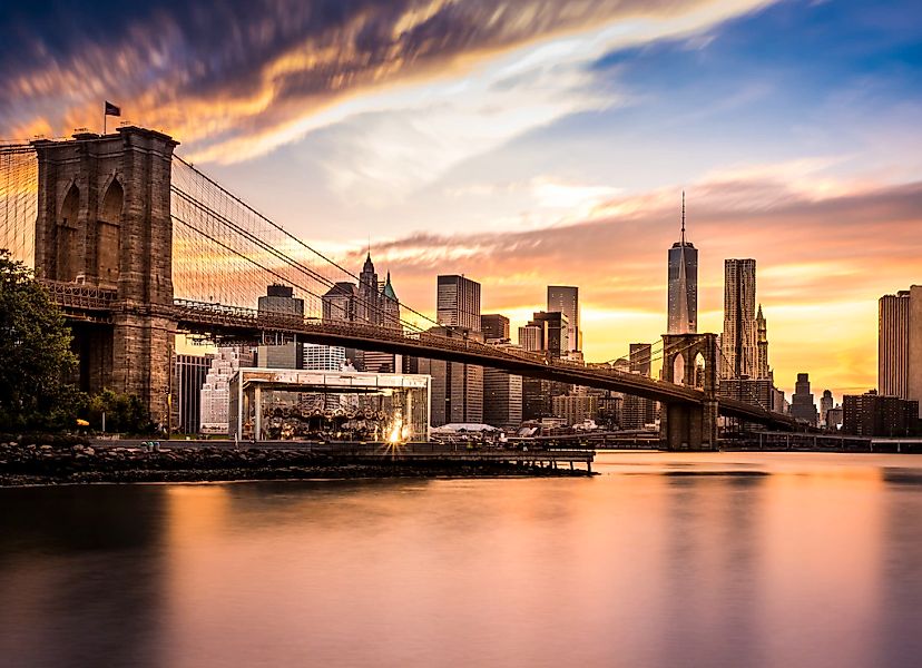 Papermoon Fototapete "Bridge Brooklyn at Sunset" glatt günstig online kaufen