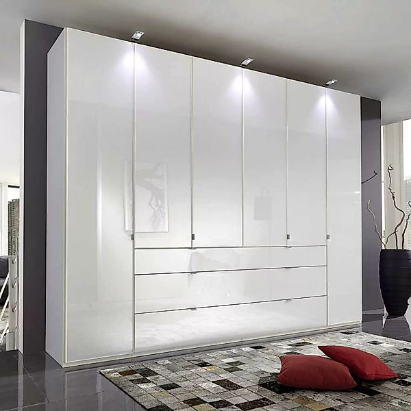 Schlafzimmer Kleiderschrank in Weiß Glas beschichtet günstig online kaufen