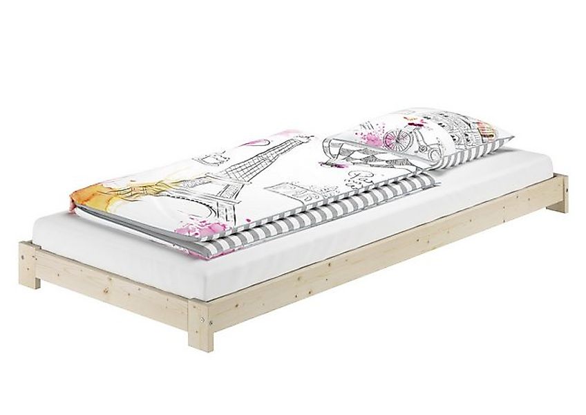 ERST-HOLZ Bett Unbehandeltes bodennahes Einzelbett 90 x 200 Fichte, Fichteu günstig online kaufen