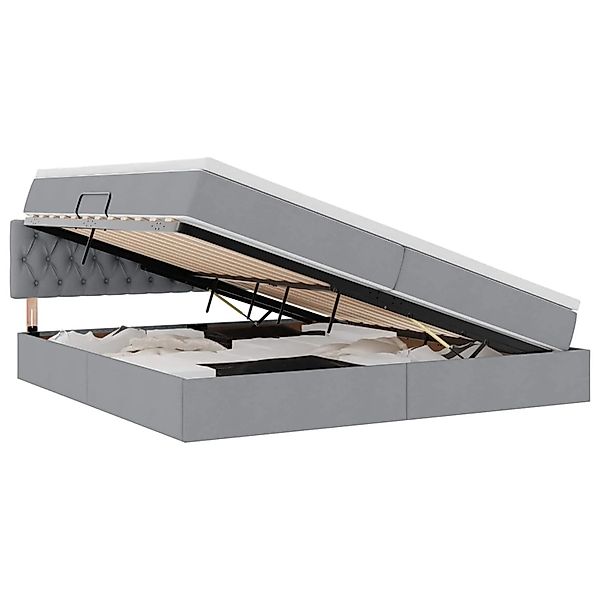 vidaXL Stauraumbett mit Matratze Hellgrau 200 x 200 cm 3370593 günstig online kaufen