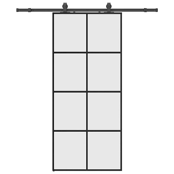 vidaXL Schiebetür mit Beschlag Schwarz 90x205 cm ESG-Glas 3375805 günstig online kaufen
