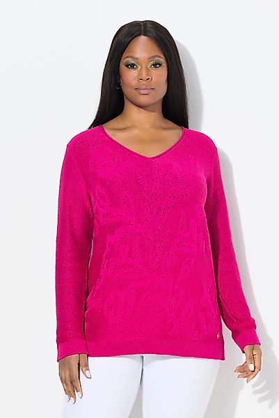 Ulla Popken Strickpullover Pullover Jacquard-Muster V-Ausschnitt günstig online kaufen