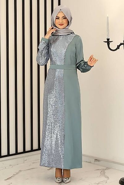 Modavitrini Paillettenkleid Damen Abendkleid silbernes Kleid Modest Fashion günstig online kaufen