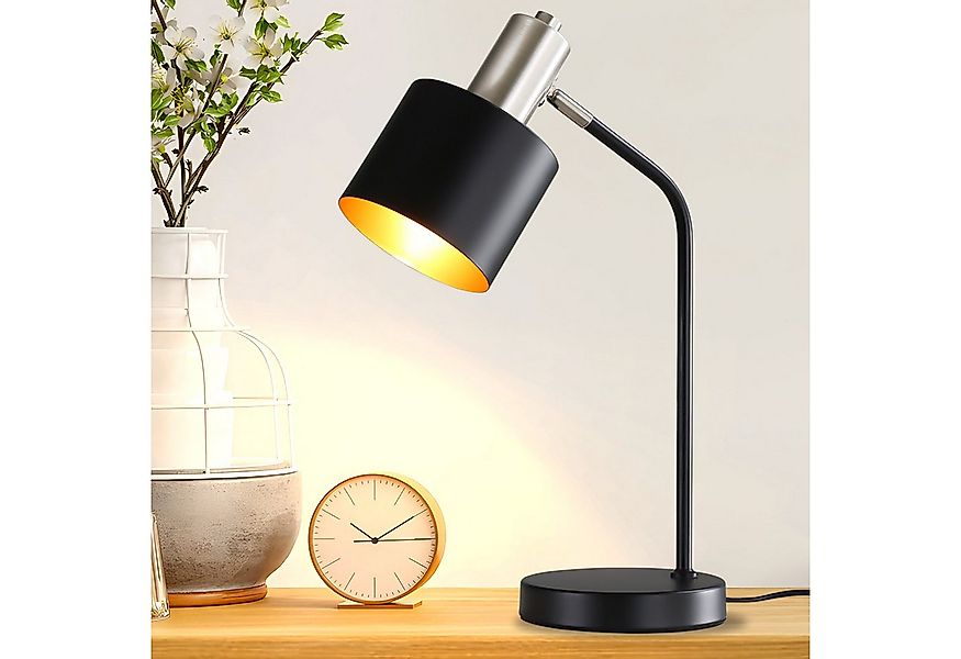 ZMH Tischleuchte Wohnzimmer Vintage Schwarz Gold Nachttischlampe Kabel E27 günstig online kaufen