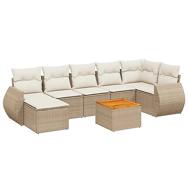 vidaXL 8-Tlg Garten-Sofagarnitur mit Kissen Beige Poly Rattan 3225113 günstig online kaufen