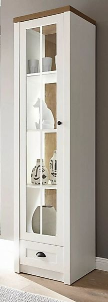 Furn.Design Stauraumvitrine Seyne (Vitrinenschrank in Pinie weiß und Eiche, günstig online kaufen