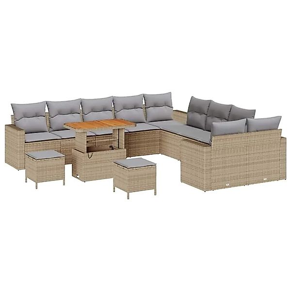 vidaXL Gartensofa-Set mit Kissen 17 Stk Beige und Hellgrau Poly-Rattan 3363 günstig online kaufen