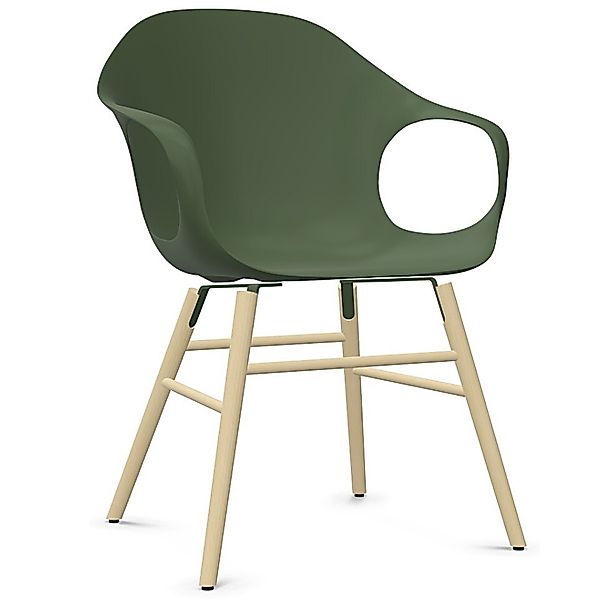 Kristalia ELEPHANT Stuhl mit Holzgestell Sitzschale olivgrün günstig online kaufen