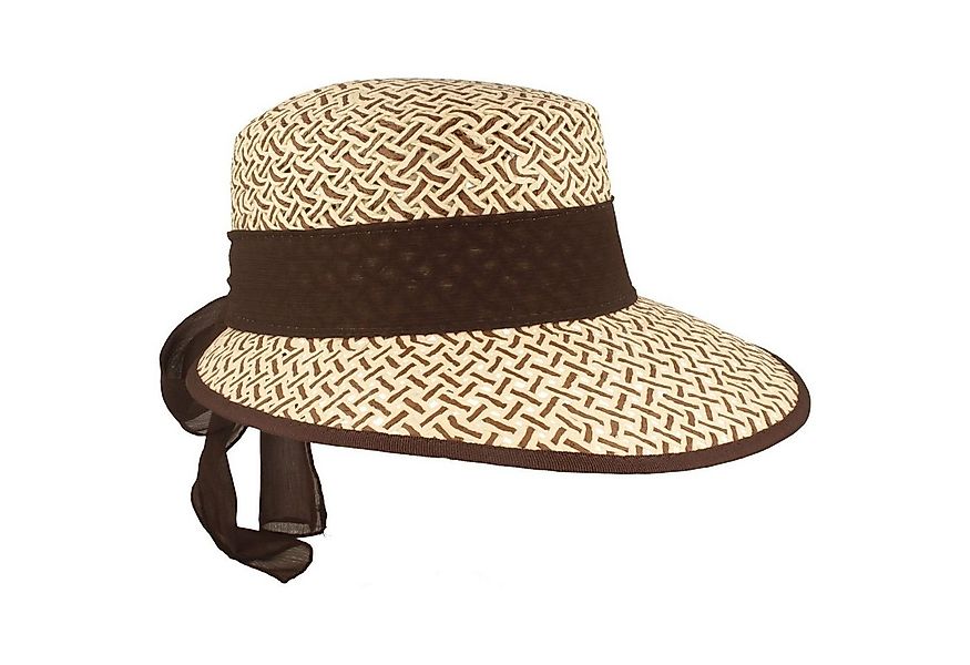 Breiter Strohhut Super luftige melierte Strohschute mit Chiffon Tuch günstig online kaufen